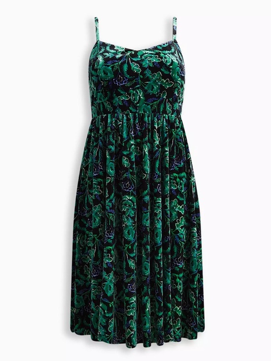torrid Dresses & Skirts - Torrid Midi Velvet Skater Dress Size 3X Floral Dark Forest Fairy Whimsigoth